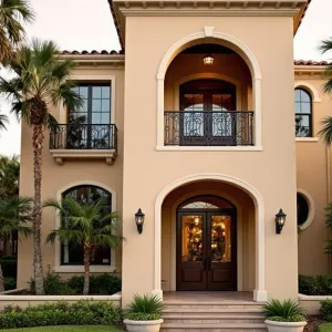 Chic Mediterranean Manor with Palm Accents