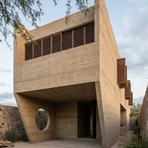 Desert Fortress Concrete Courtyard Residence