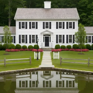 Pond-Reflected Colonial with Ebony Shutters