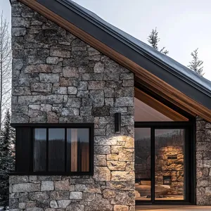 Stone-Crafted A-Frame Delight in Icy Solitude