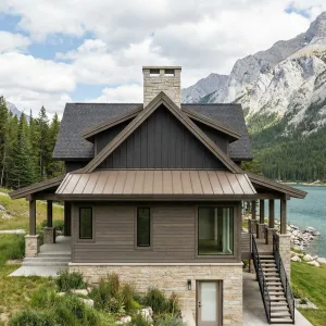 Lakeside Stone Chalet With Tiered Roofs