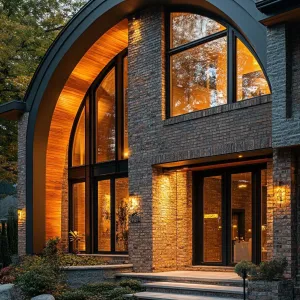 Curved Brick Sanctuary with a Golden Glow