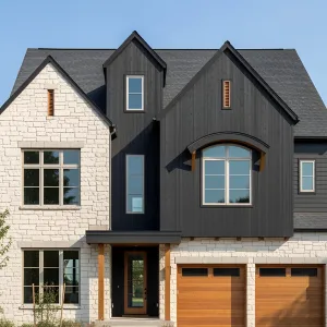Bold Charcoal Hideaway with Stone Accents