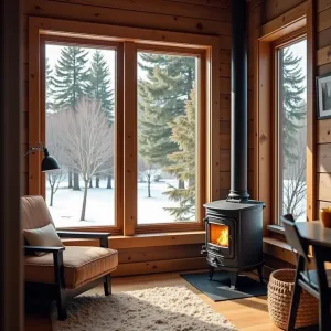 Crackling Cozy Corner with Forest View