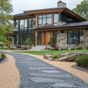 Inviting Modern Abode with Zen Pathway