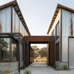 Rustic Industrial Barndominium With Open Breezeway