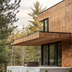 Mixed Wood Shingles and Smooth Concrete Finishes
