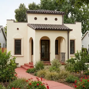Garden Path Towered Spanish Bungalow