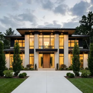 Grand Portico Modern Glassfront Residence