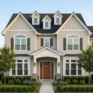 Classic Gable Charm In Beige