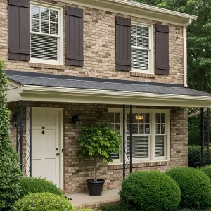 Brick Serenity with Cocoa Shutters