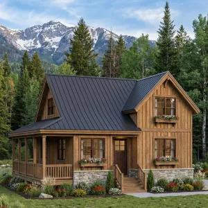 Alpine Porchfront Barnwood Cottage