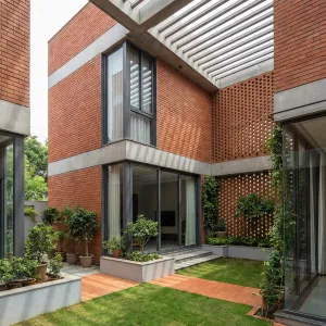 Courtyard Loft With Brick Garden Walls