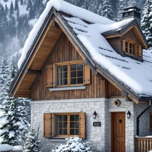 Snow-Kissed Alpine Cottage with Timber Eaves