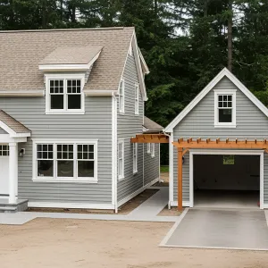 Serene Gray Escape with Inviting Garage
