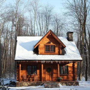 Log Haven Under Icicle Caps