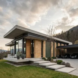 Floating Roof Hillside Modern Villa