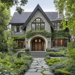 Ivy-Cloaked Stone Charm with Pointed Roof