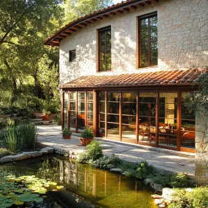 Courtyard Reflections and Stone Serenade