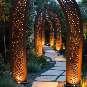 Mystical Glow Through Lattice Arches