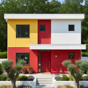 Pop-Art Blockfront With Red Portal and White Visor