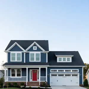 Navy Gables With Cherry Door Pop