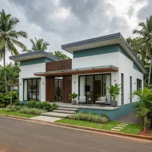 Palm Courtyard Villa With Floating Roofs