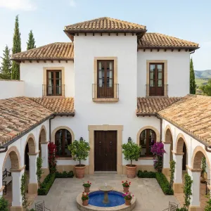 Central Fountain Hacienda Courtyard Gathering Place