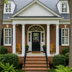 Charming Brick Porch with White Columns