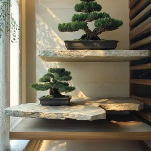 Wall-mounted Bonsai Shelves