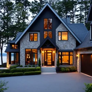 Dreamy Stone Dwelling Under Starry Sentinels