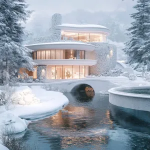Snow-Covered Castle With Hot Springs